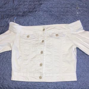 American Bazi Strapless White Denim Jacket L